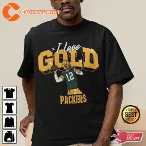 Vintage RODGERS Greenn Bay Packers I Love Gold Retro 90s Unisex T-Shirt