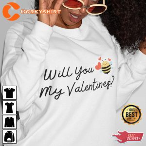 Will You Be My Valentines Bee My Valentines Couple Sweatshirt