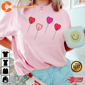 Women Valentines Day Lollipop Design VDay Gift For Lover T-Shirt