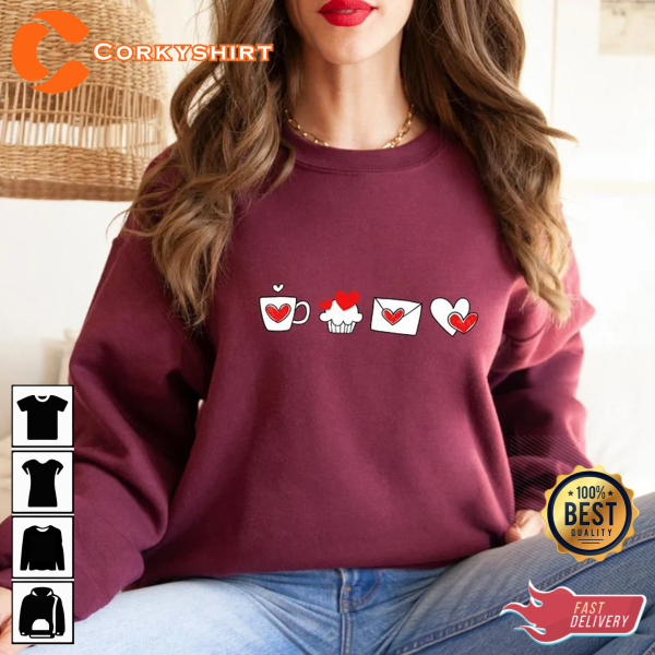 Womens Valentines Day Heart XOXO Roses Valentines Coffee Sweatshirt