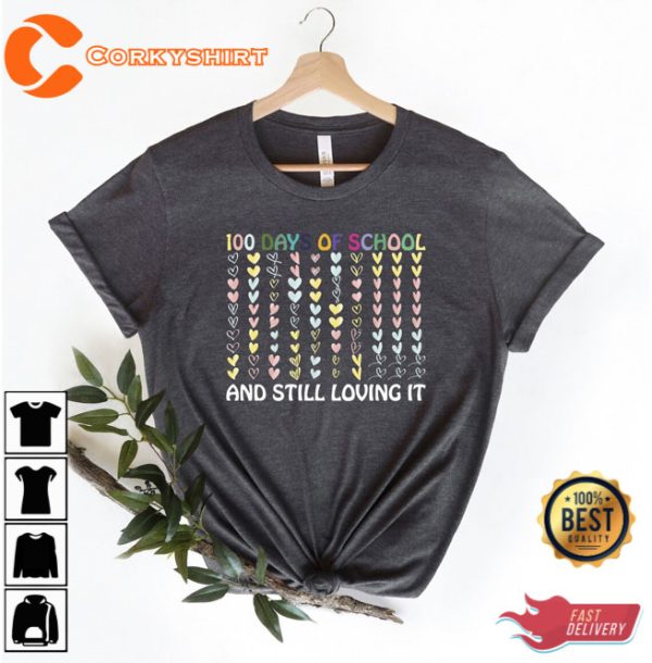100 Days Of School T-Shirt For Teacher Gift For KinderGarten
