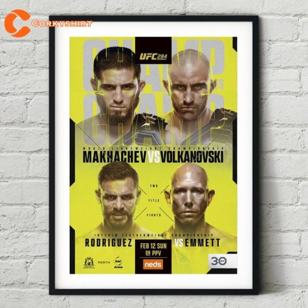 284 Islam Makhachev vs Alexander Volkanovski Fight Poster