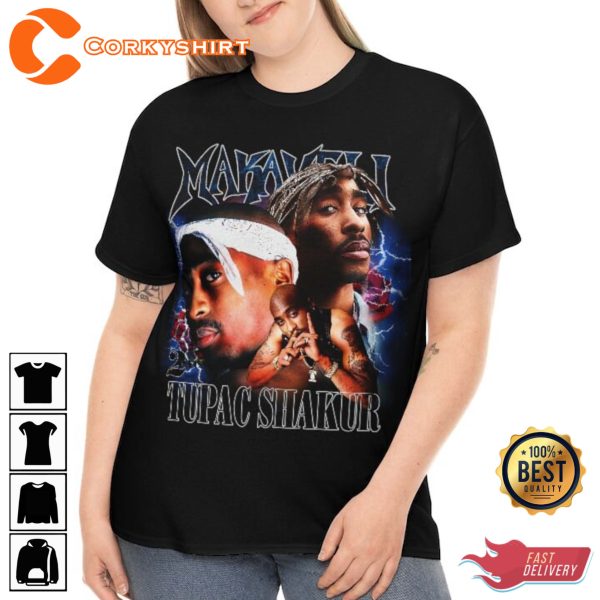 2pac Shakur Throwback Gift for Fans Hip Hop Rap Tee