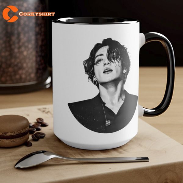 BTS Jungkook Black and White Lotte Two Tone Coffee Mug