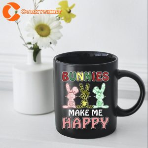 Bunnies Make Me Happy Easter's Day Mug 3