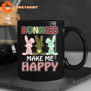 Bunnies Make Me Happy Easter's Day Mug 4
