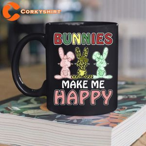 Bunnies Make Me Happy Easter's Day Mug 5