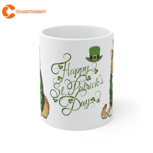 Cat St Patricks Day Luck Of The Irish Mug Four Leaf Clover Cat Lover Gift 1
