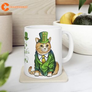 Cat St Patricks Day Luck Of The Irish Mug Four Leaf Clover Cat Lover Gift 4