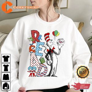 Cat in Hat Reading Book Shirt