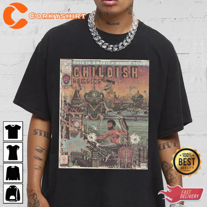 Childish Gambino Retro Vintage 90s Hip Hop Graphic Tee Comic Shirt