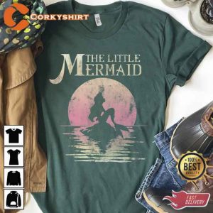 Disney The Little Mermaid Ariel Rock Moon Silhouette Shirt