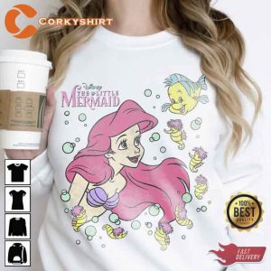 Disney The Little Mermaid Ariel and Flounder Bubble Poster Premium T-Shirt1
