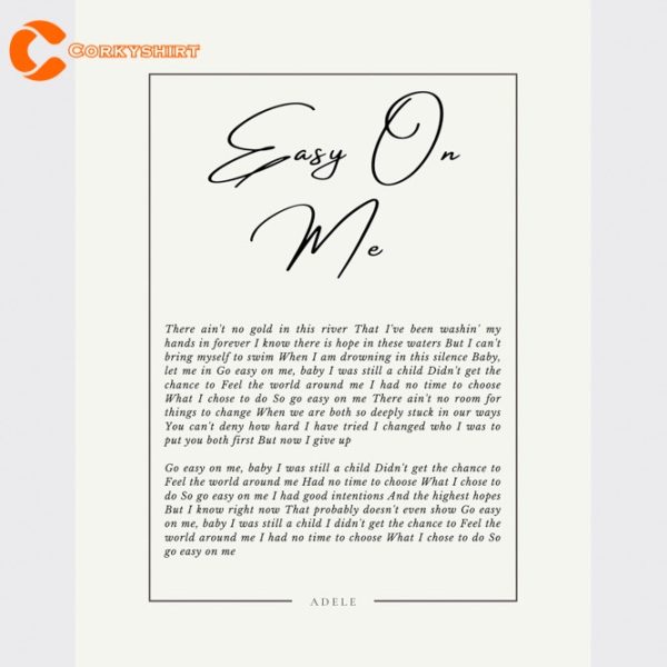 Easy On Me by Adele NEW ALBUM 30 Lyrics Poster