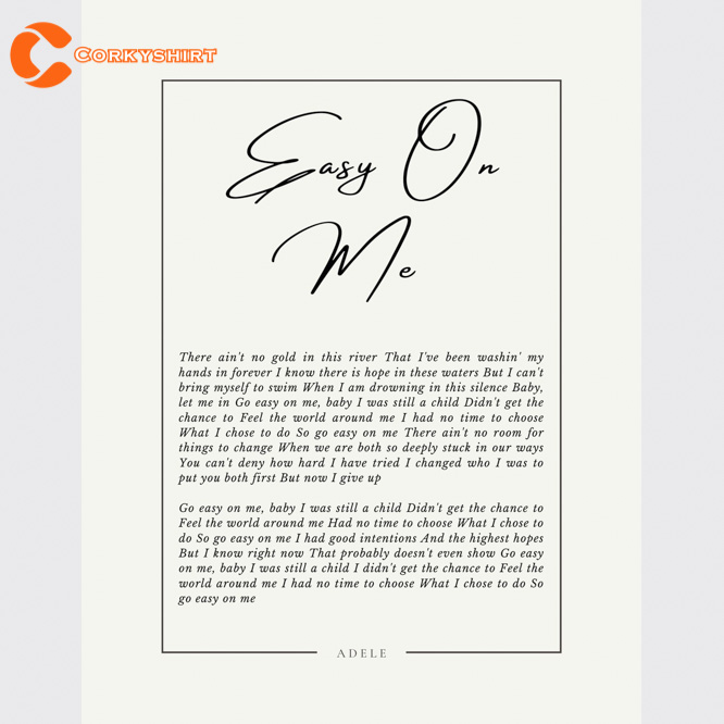 Easy On Me by Adele NEW ALBUM 30 Lyrics Poster