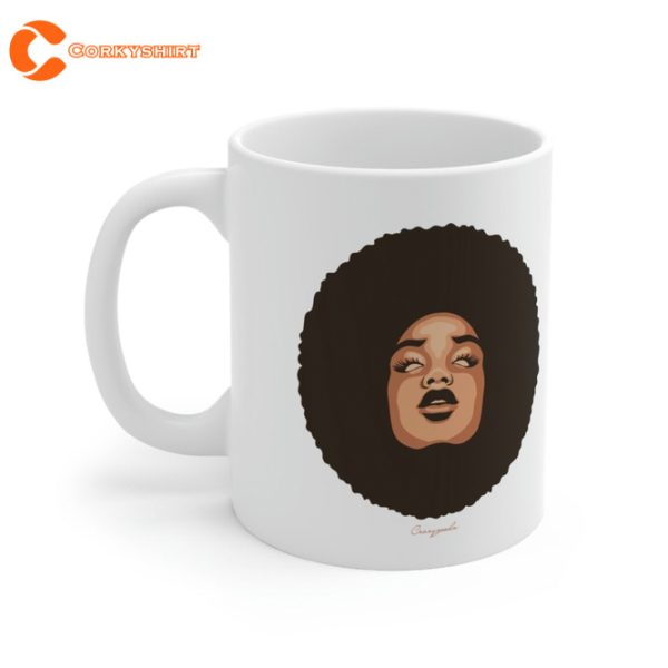 Empowered Afro Woman Ceramic Mug Gift for Fan Smalls Inspired Ceramic Mug