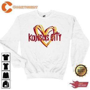 Football Heart Kansas City Chiefs Tee Shirt