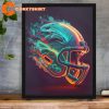 Football Helmet Artwork for Super Bowl Decorations Sports Wall Art Poster