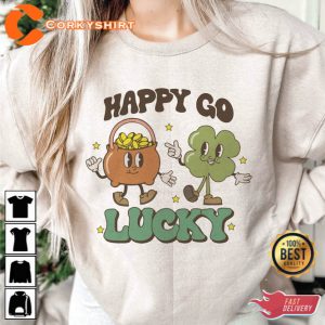 Happy Go Lucky Shirt Retro Groovy St Pattys 2