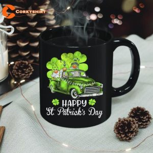 Happy St Patricks Day Buffalo Plaid Truck Irish Shamrock Coffee Mug