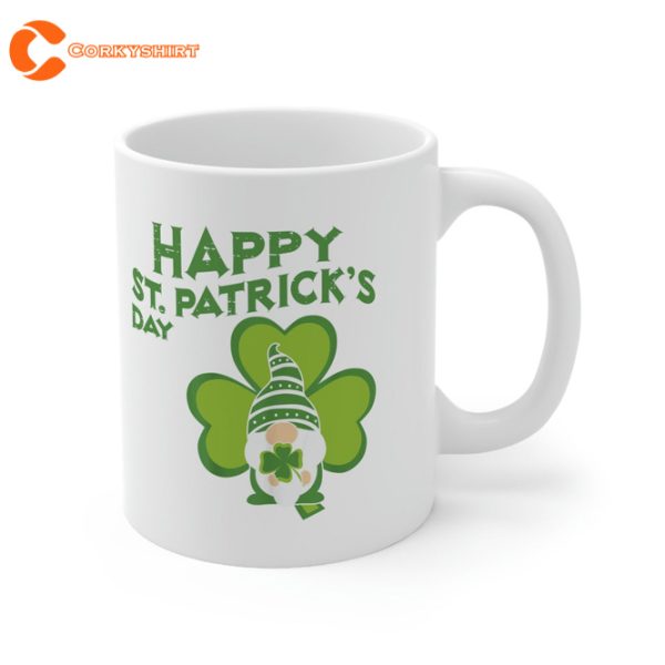 Happy St Patricks Day Gnome Shamrock Mug