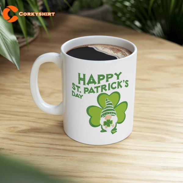 Happy St Patricks Day Gnome Shamrock Mug