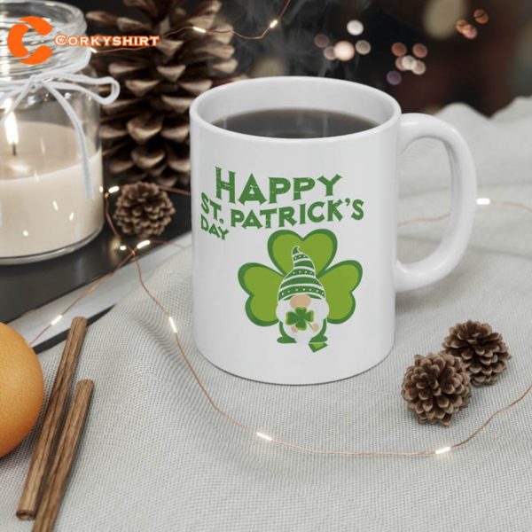 Happy St Patricks Day Gnome Shamrock Mug