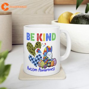 Hearts Leopard Plaid Buffalo Autism Awareness Easter Bunny Eggs Funny Mug