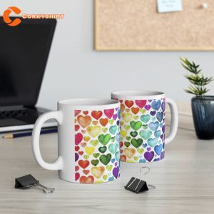 Hearts and Rainbows Mug Gift for Her Him 3