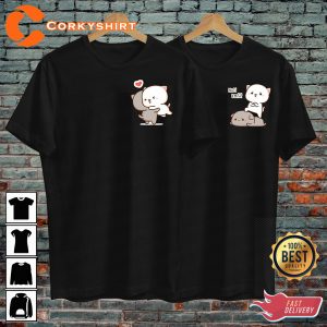 Kawaii Cat Heart Couple Cute Gift For Couple Lovers Unisex T-Shirt