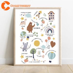 Kids Illustrated Affirmation Wall Art Poster