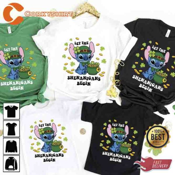 Let The Shenanigans Begin Stitch St Patrick’s Day Shirt