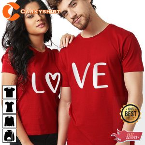 Love Heart Couple Happy Women Valentines Day Love Vibe T-Shirt