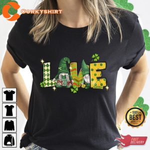 Love Patrick Day Gnomes Shirt Four Leaf Clover