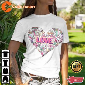 Love Women’s Valentines Summer Vibe Peace and Love Vibe T-Shirt