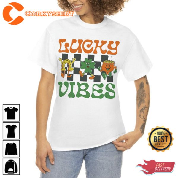 Lucky Vibes Retro St Patricks Day Shirt