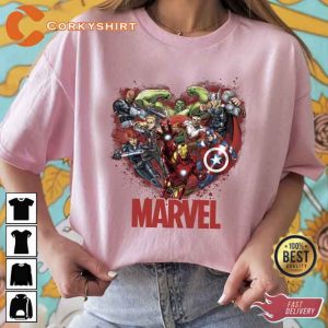 Marvel Avengers Valentines Matching Couple Gift T-shirt