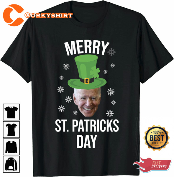 Merry St. Patrick's Day T-Shirt Trump Anti Joe Biden