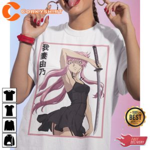 Mirai Nikki Yuno Gasai Anime Shirt Future Diary Waifu Tee