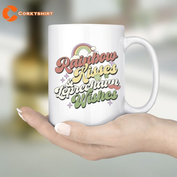 Rainbow Kisses Leprechawn Wishes St Patricks Day Mug Saint Patricks Day Gift