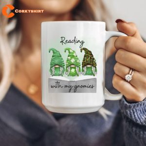 Reading With My Gnomies Book Lover St Patricks Day Mug