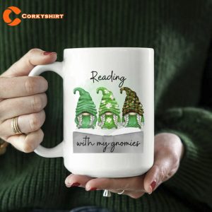 Reading With My Gnomies Book Lover St Patricks Day Mug