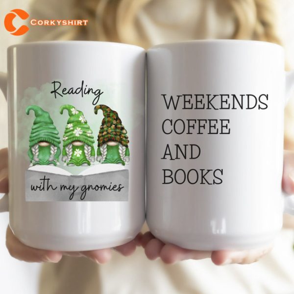 Reading With My Gnomies Book Lover St Patricks Day Mug