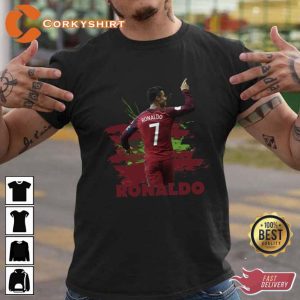 Red Art Style Cristiano Ronaldo Football T-Shirt
