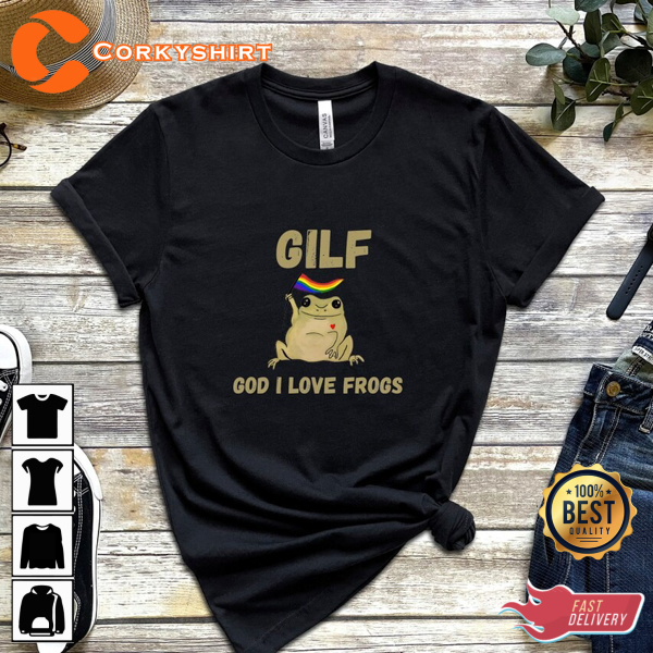 Retro Frog Dark Colors Funny GILF Froggy Cottagecore Unisex LGBT T-Shirt