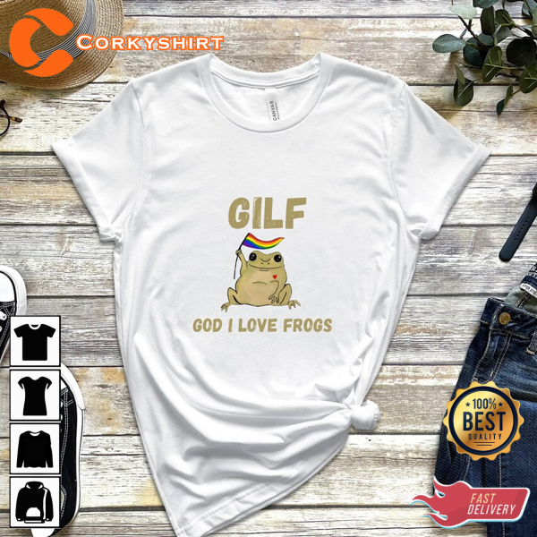 Retro Frog Dark Colors Funny GILF Froggy Cottagecore Unisex LGBT T-Shirt