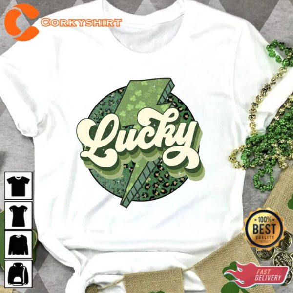 Retro Lucky Leopard St Patricks Day Shirt