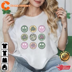 Smiley Clovers St Patrick's Day Lucky T shirt