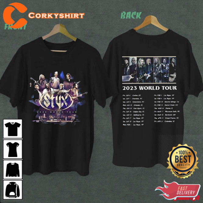Styx Band World Tour Dates and Setlist Tour Concert 2023 Shirt Corkyshirt