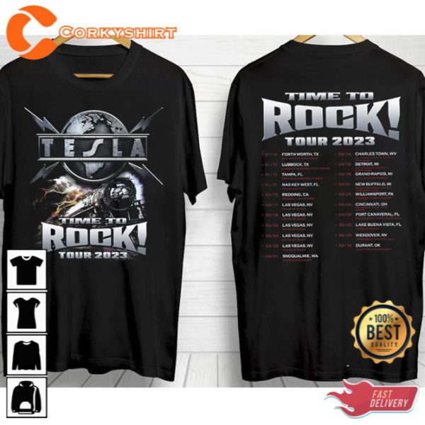 TESLA Time To Rock! Tour 2023 Tour T-Shirt Gift For Fan